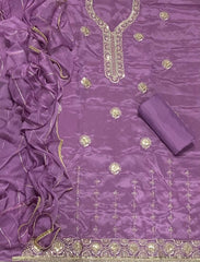 Fancy Glass Organza Suit Set with Zari Thread & Sequins Work - Yanchi