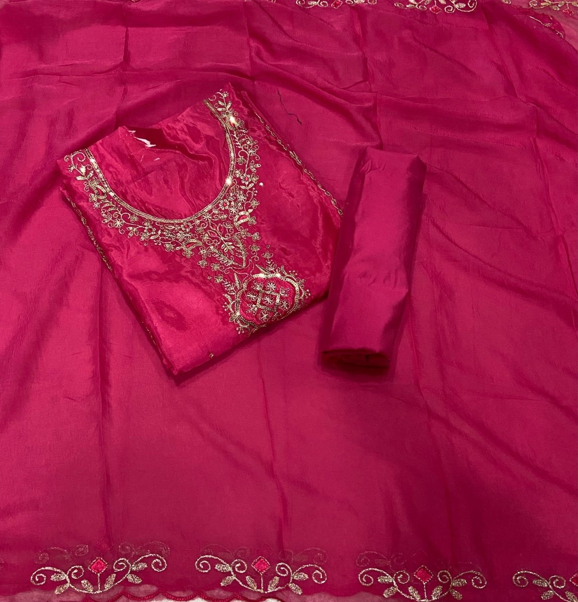 Fancy Glass Organza Suit Set with Zari Thread & Sequins Work - Yanchi