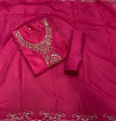 Fancy Glass Organza Suit Set with Zari Thread & Sequins Work - Yanchi