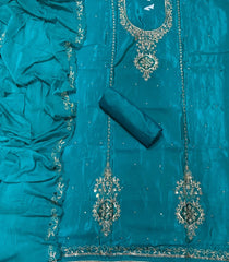 Fancy Glass Organza Suit Set with Zari Thread & Sequins Work - Yanchi