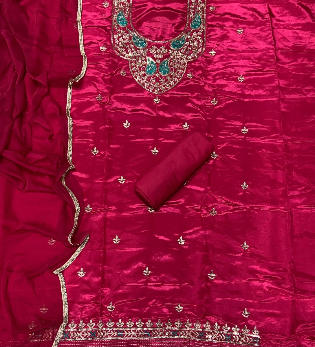 Fancy Glass Organza Suit Set with Zari Thread & Sequins Work - Yanchi