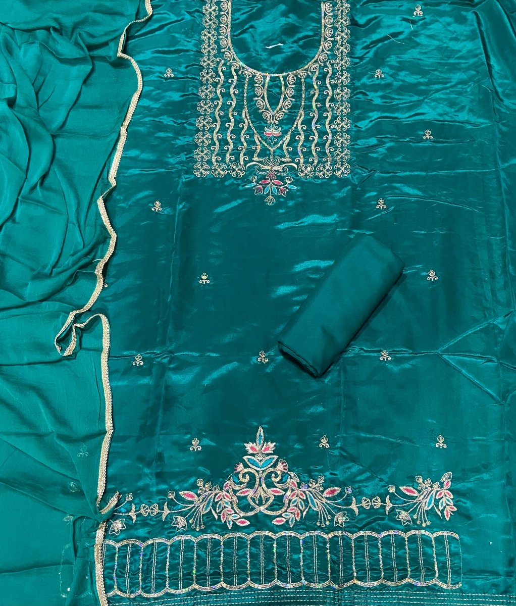 Fancy Glass Organza Suit Set with Zari Thread & Sequins Work - Yanchi