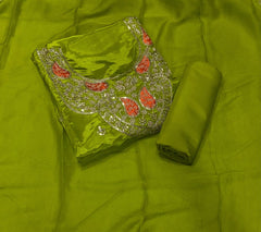 Fancy Glass Organza Suit Set with Zari Thread & Sequins Work - Yanchi