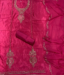 Fancy Glass Organza Suit Set with Zari Thread & Sequins Work - Yanchi