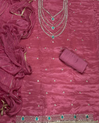 Fancy Glass Organza Suit Set with Zari & Thread Work - Yanchi