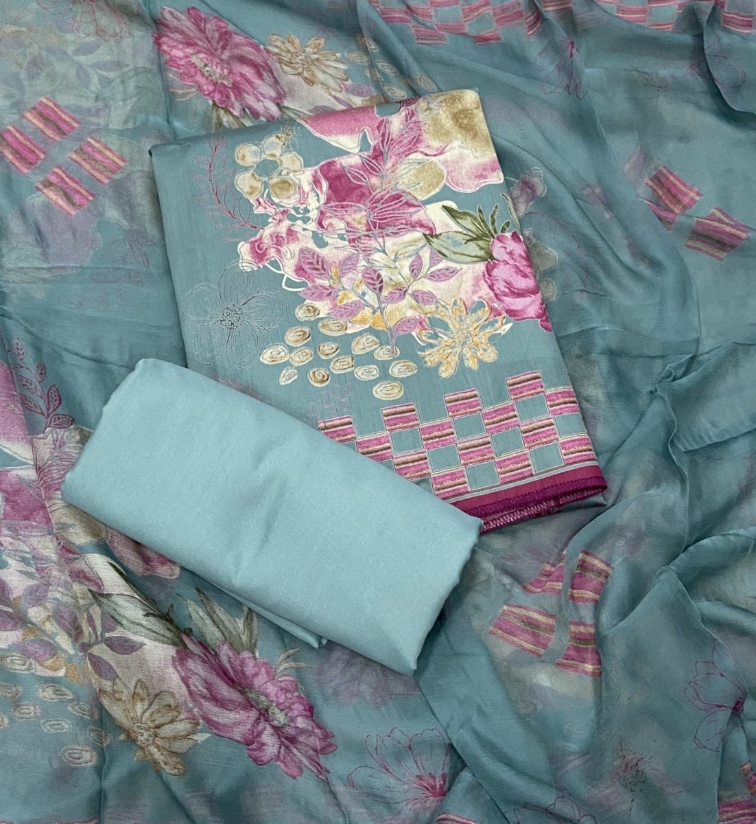 Fancy Jaam Satin Print Suit Set - Yanchi