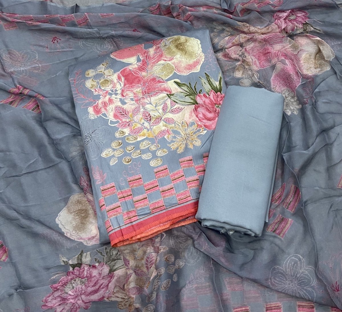 Fancy Jaam Satin Print Suit Set - Yanchi
