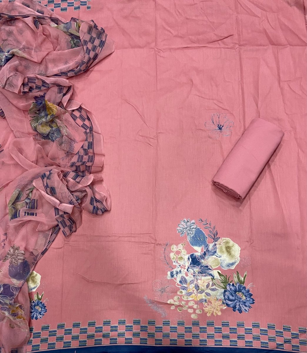 Fancy Jaam Satin Print Suit Set - Yanchi