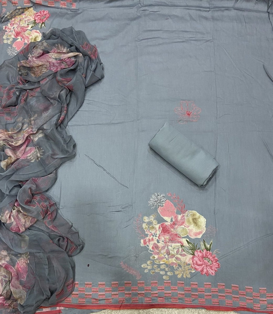 Fancy Jaam Satin Print Suit Set - Yanchi