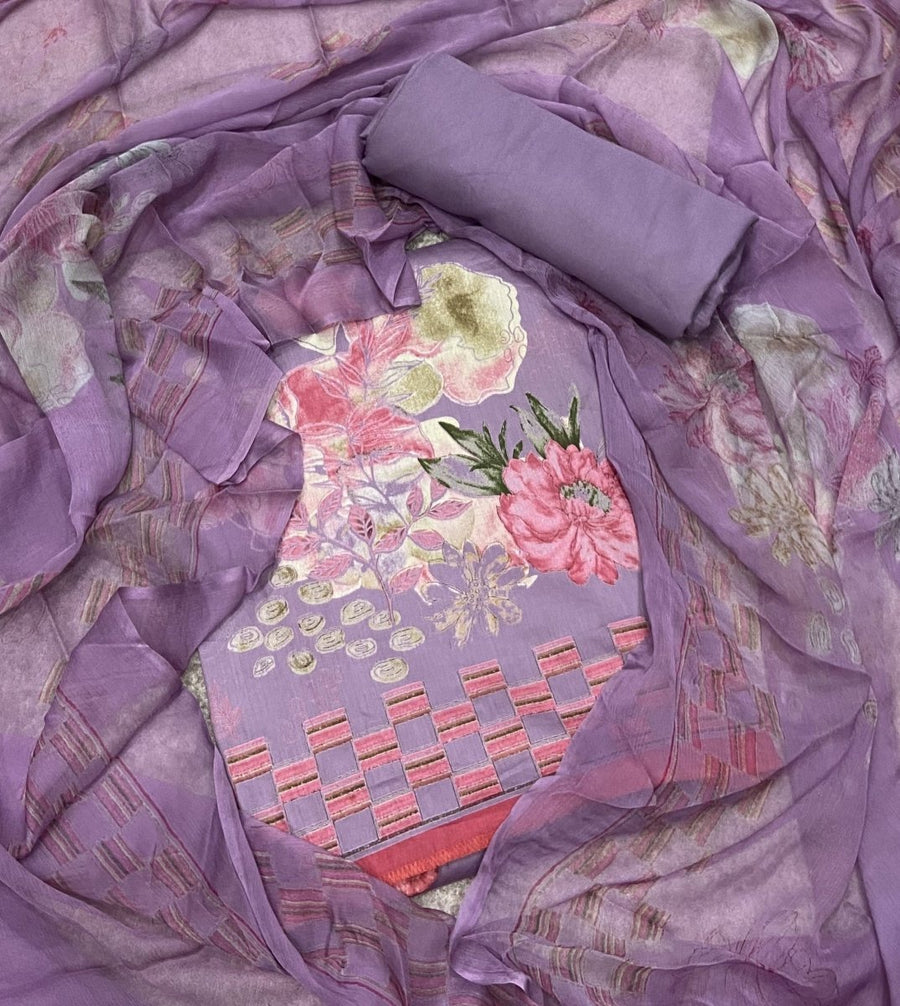 Fancy Jaam Satin Print Suit Set - Yanchi
