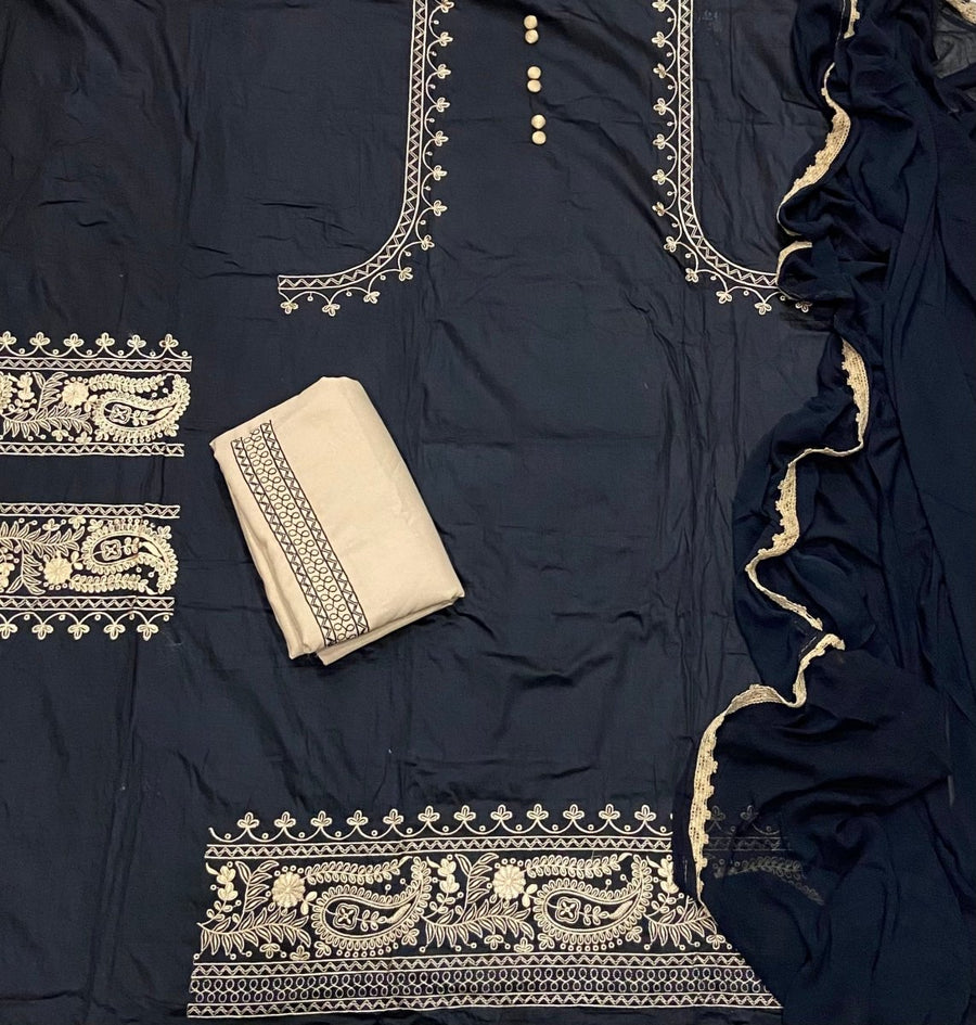 Fancy Jaam Suit Set with Heavy Thread work - Yanchi