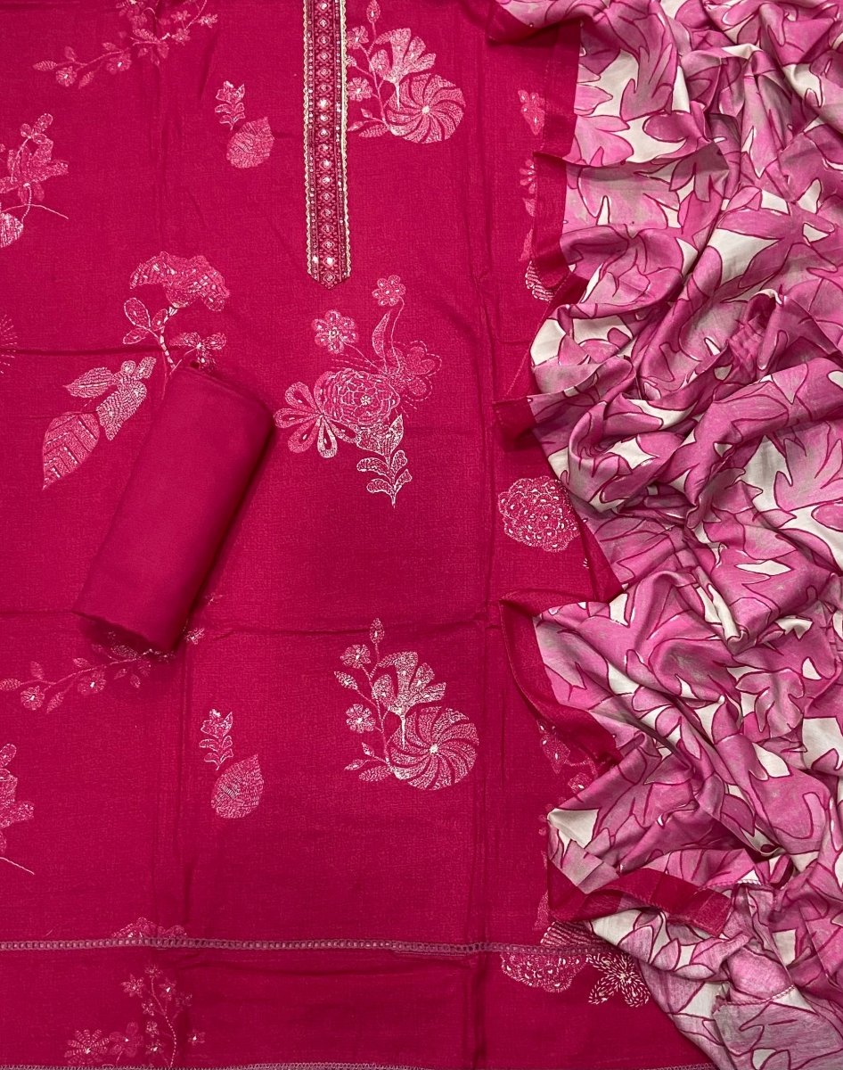 Fancy Musleen Suit Set with nack sequence work - Yanchi