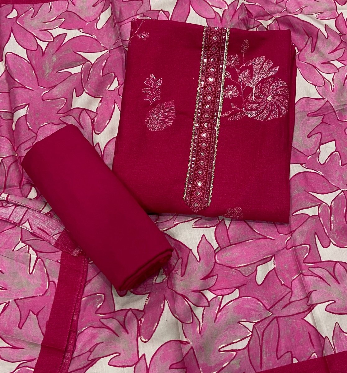 Fancy Musleen Suit Set with nack sequence work - Yanchi