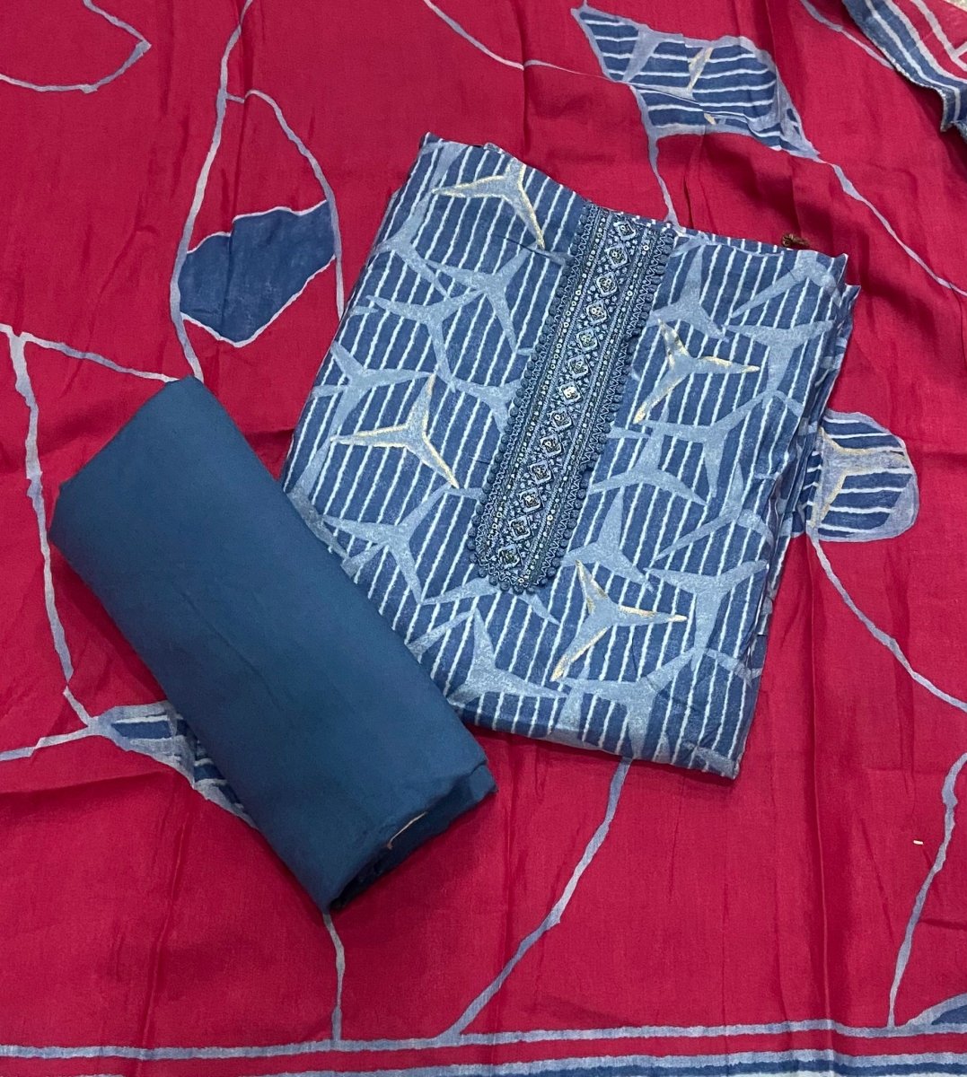 Fancy Musleen Suit Set with nack sequence work - Yanchi
