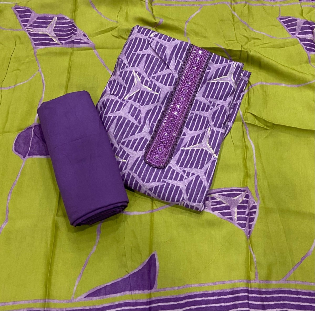 Fancy Musleen Suit Set with nack sequence work - Yanchi