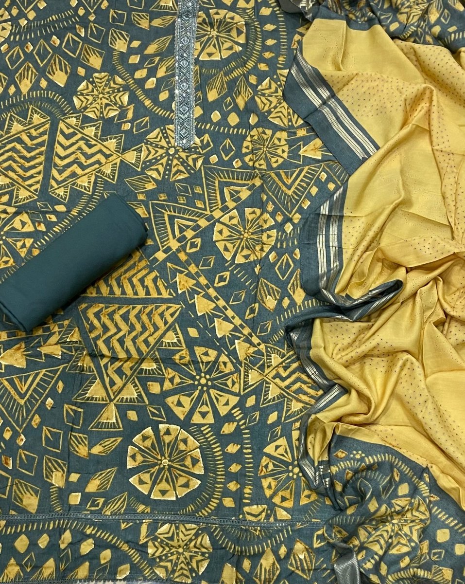 Fancy Musleen Suit Set with nack sequence work - Yanchi