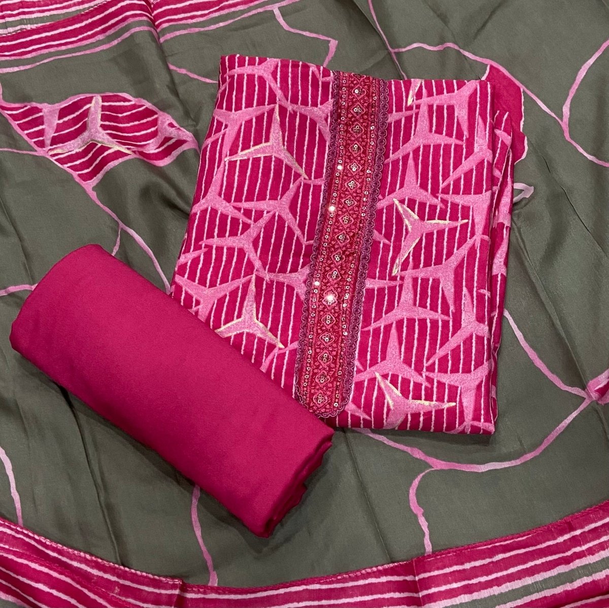 Fancy Musleen Suit Set with nack sequence work - Yanchi