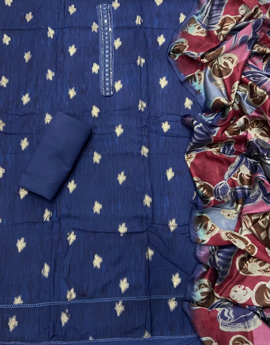 Fancy Musleen Suit Set with nack sequence work - Yanchi