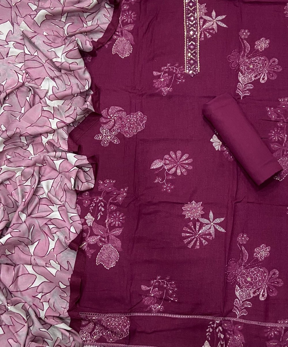 Fancy Musleen Suit Set with nack sequence work - Yanchi
