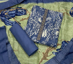 Fancy Musleen Suit Set with nack Zari work - Yanchi