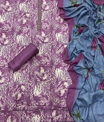 Fancy Musleen Suit Set with nack Zari work - Yanchi