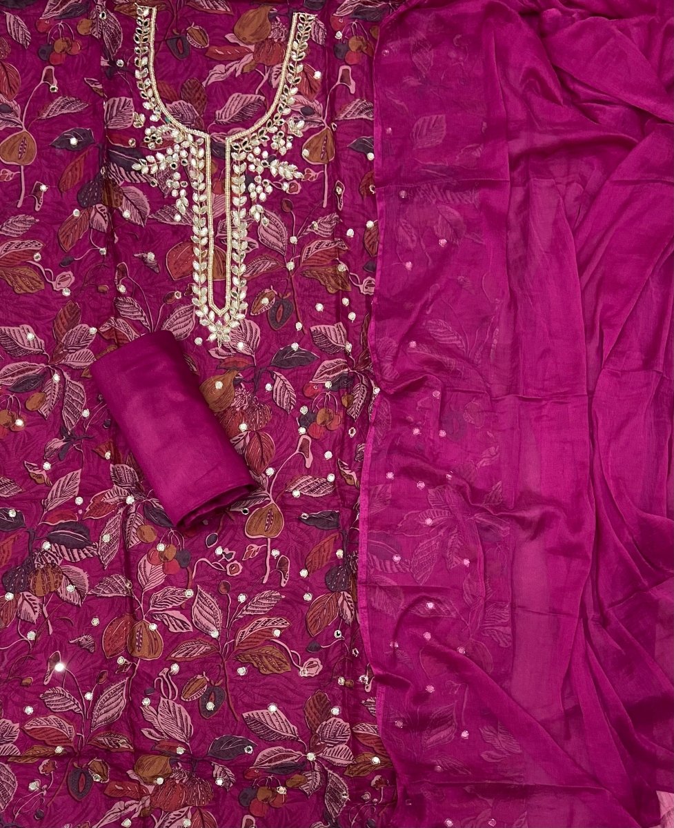 Fancy Organza Suit Set (Real Mirror & Pearl Work) - Yanchi