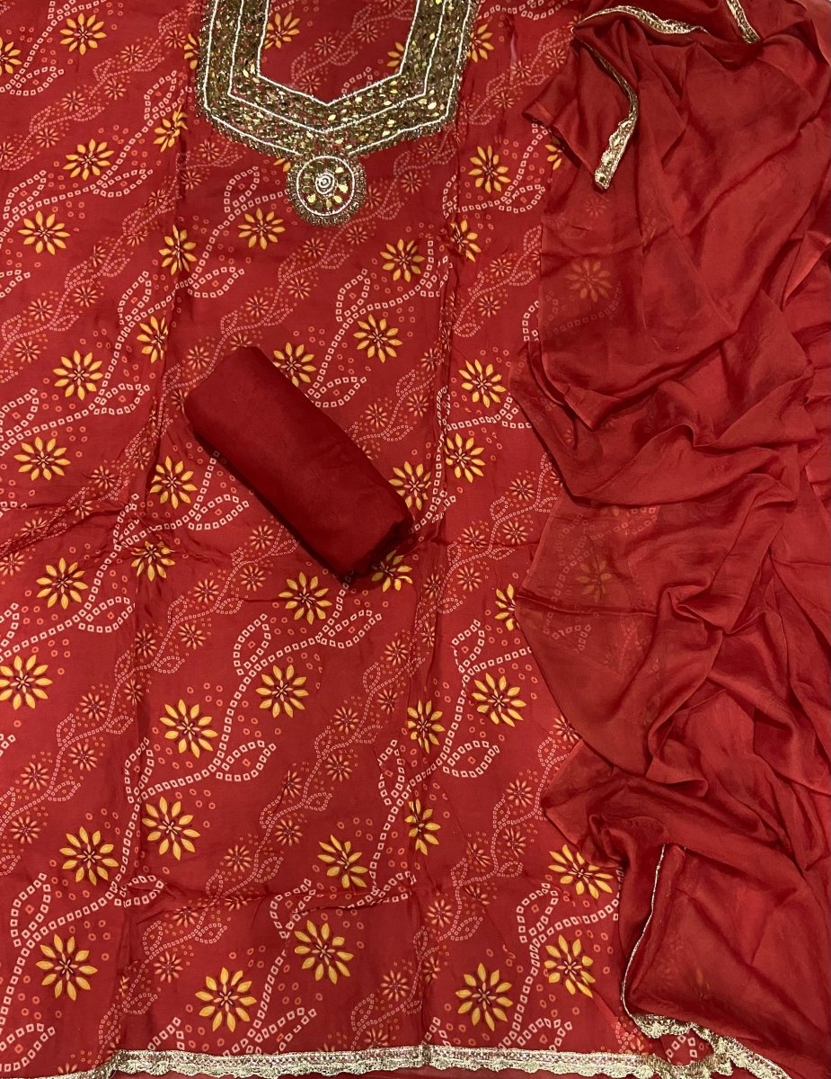 Fancy Organza Suit Set with Heavy Pearl & Real Mirror Work - Yanchi