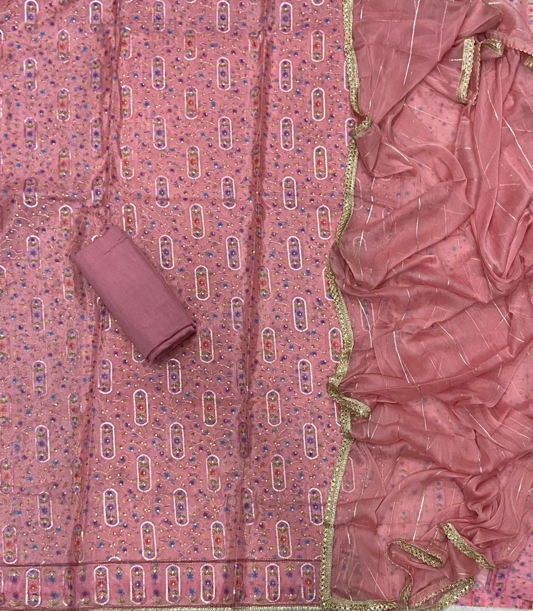 Fancy Ozan Positon Silk Suit Set with Zari & Sequins Work - Yanchi