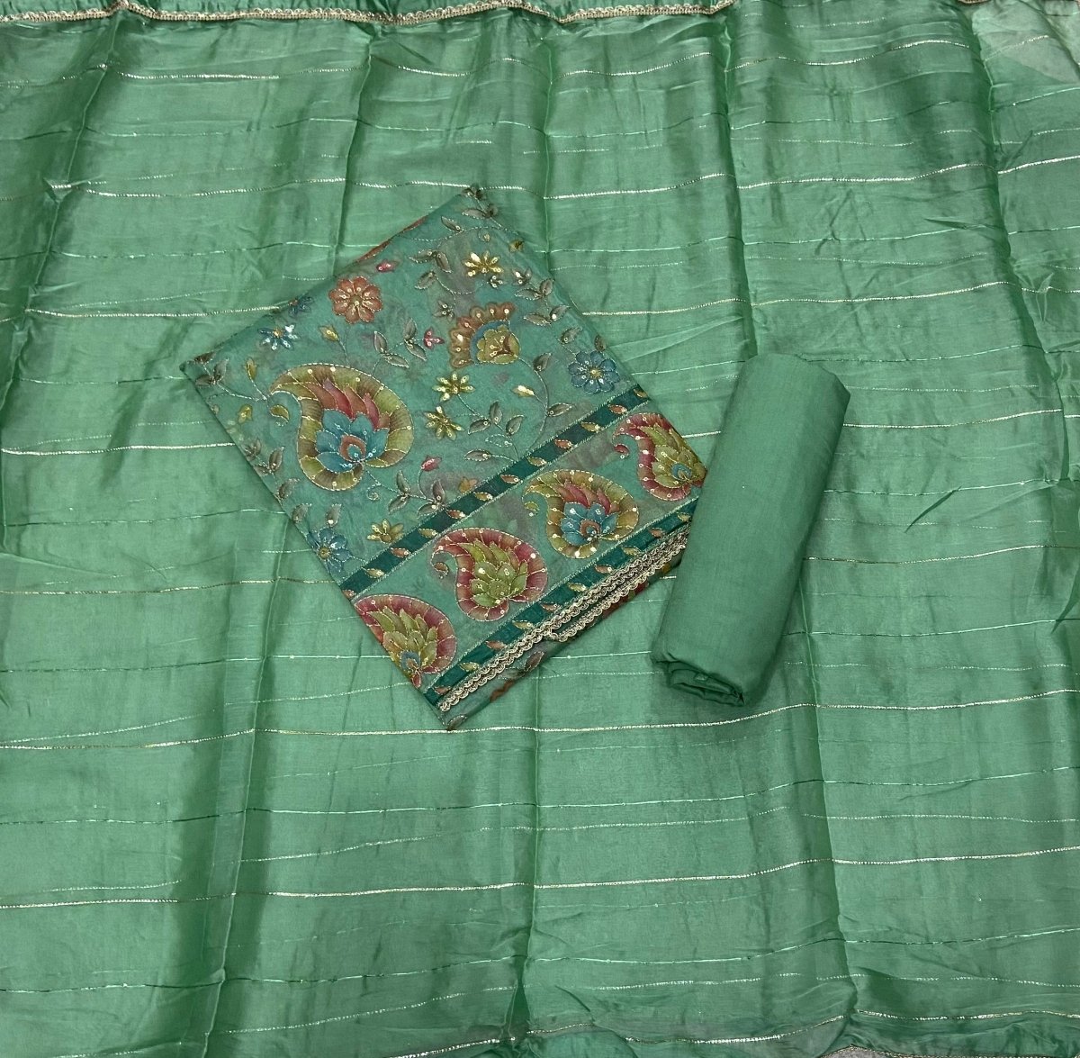 Fancy Ozan Positon Silk Suit Set with Zari & Sequins Work - Yanchi