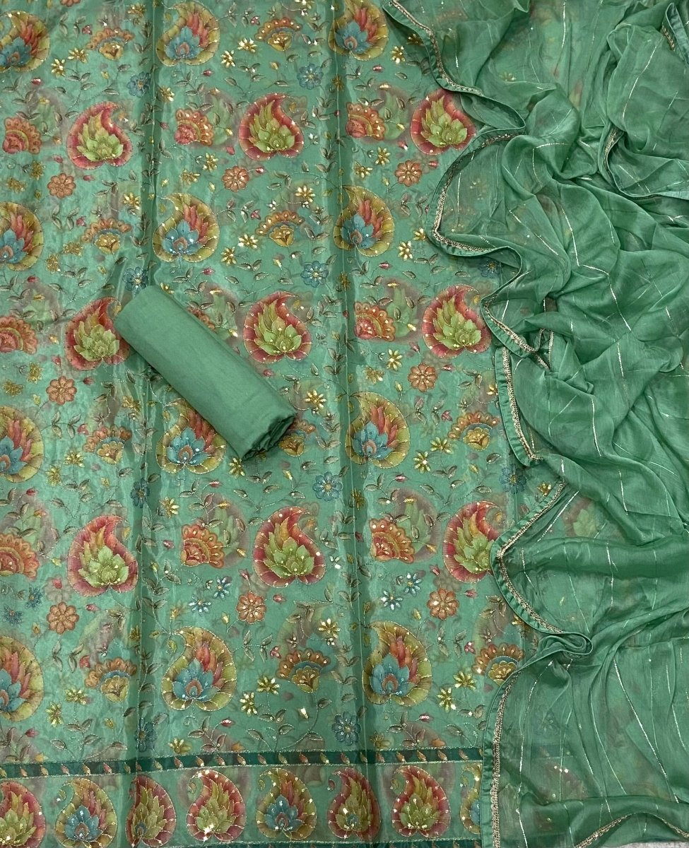 Fancy Ozan Positon Silk Suit Set with Zari & Sequins Work - Yanchi