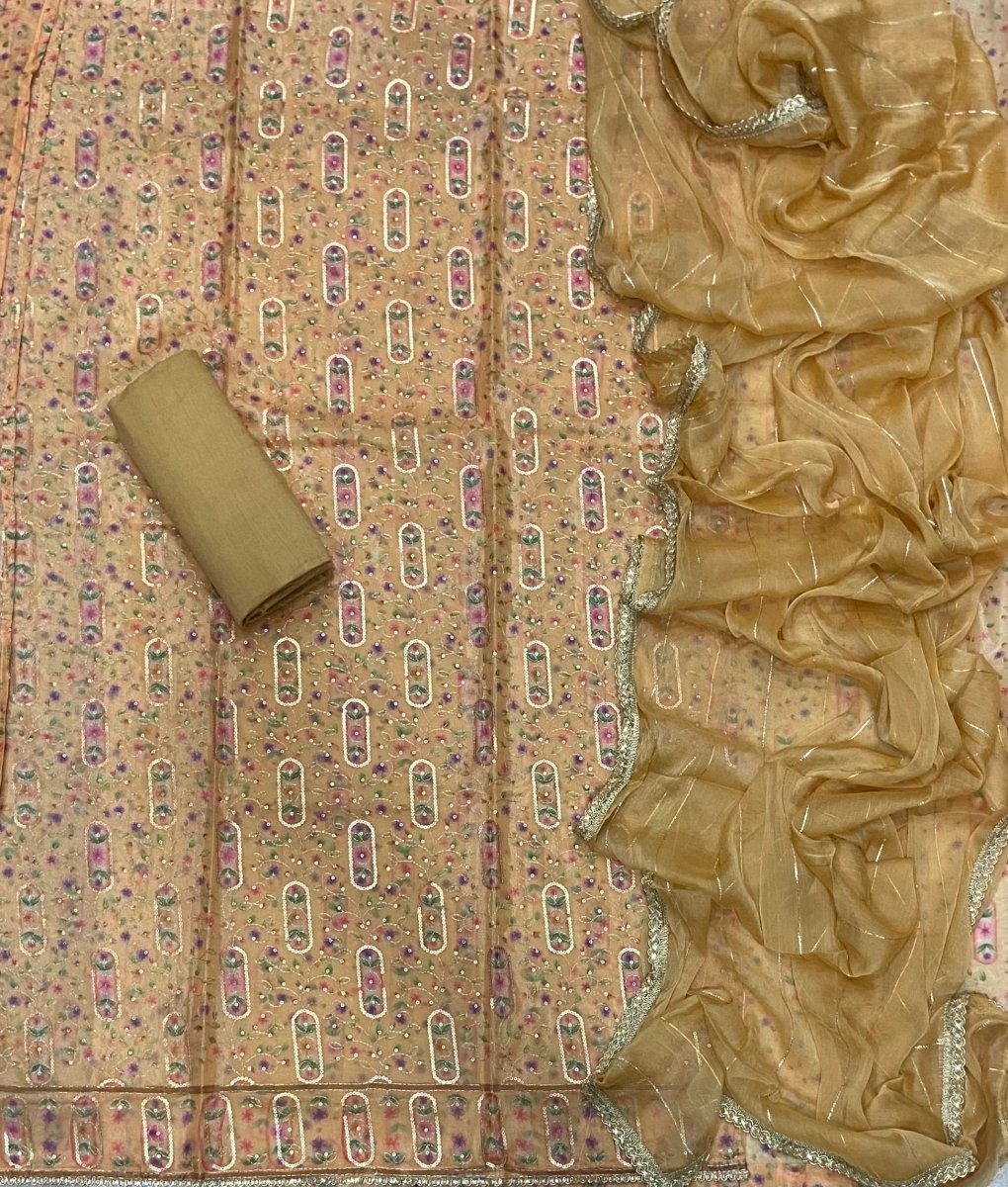 Fancy Ozan Positon Silk Suit Set with Zari & Sequins Work - Yanchi