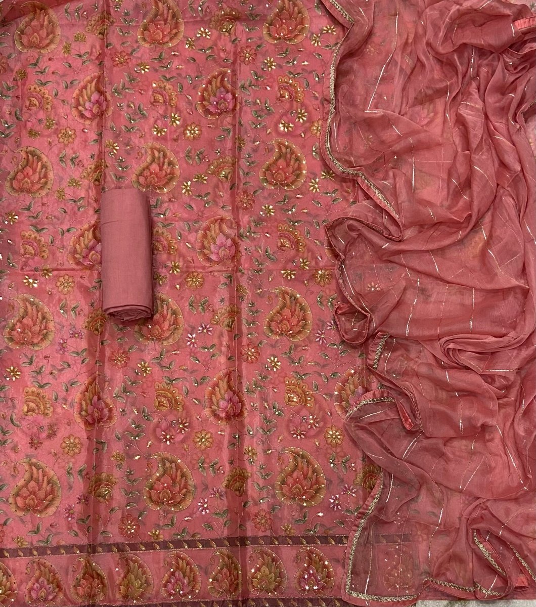Fancy Ozan Positon Silk Suit Set with Zari & Sequins Work - Yanchi