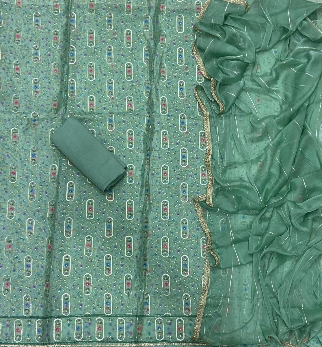 Fancy Ozan Positon Silk Suit Set with Zari & Sequins Work - Yanchi