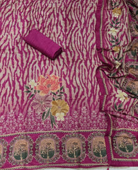 Fancy Premium Digital Print Muslin Suit Set with Zari Work - Yanchi