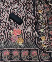 Fancy Premium Digital Print Muslin Suit Set with Zari Work - Yanchi