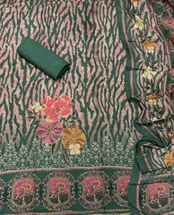 Fancy Premium Digital Print Muslin Suit Set with Zari Work - Yanchi