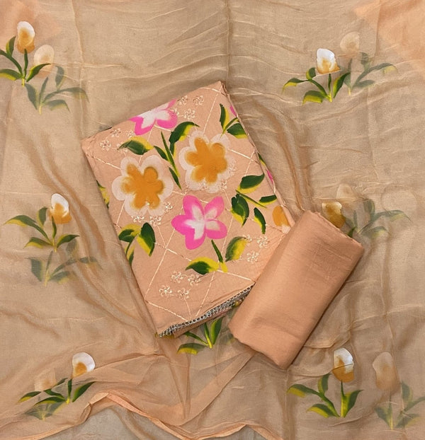 Fancy Pure Cotton Suit Set with Sequins work - Yanchi