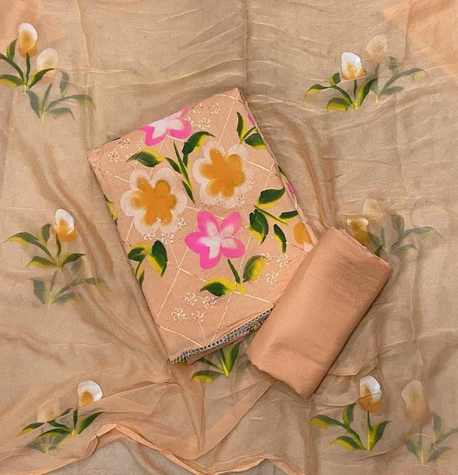 Fancy Pure Cotton Suit Set with Sequins work - Yanchi