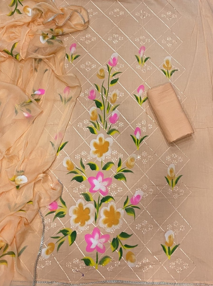 Fancy Pure Cotton Suit Set with Sequins work - Yanchi