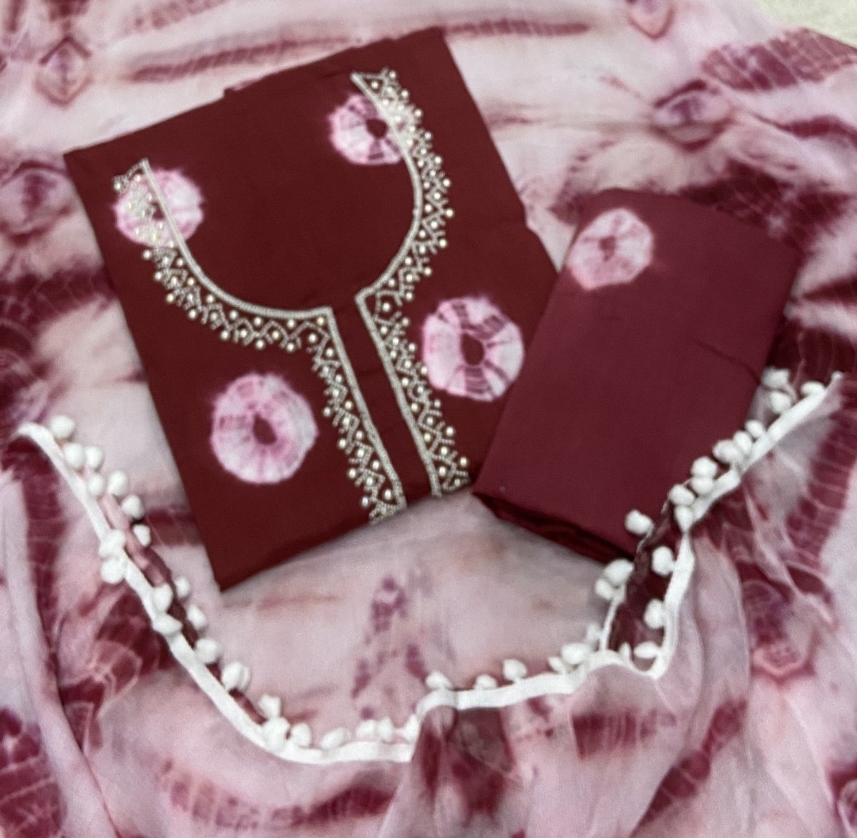 Fancy Pure Cotton Suit Set with Stone work - Yanchi
