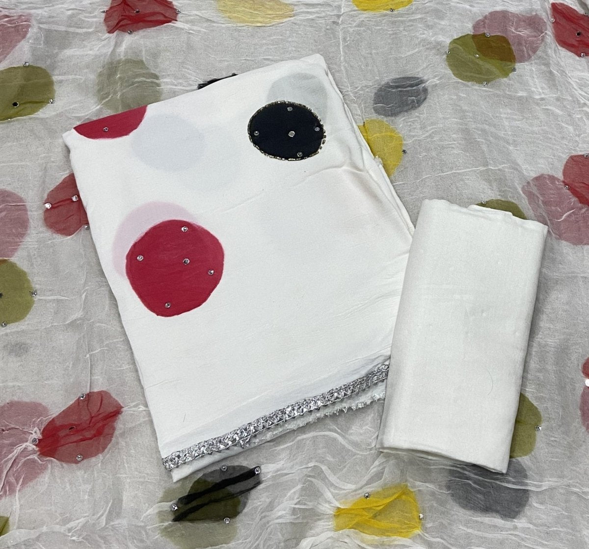 Fancy Pure Cotton Suit Set with Stone work - Yanchi