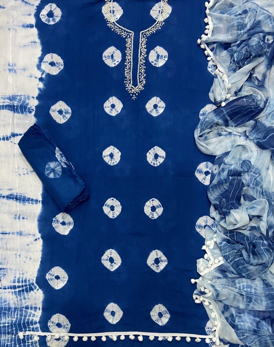 Fancy Pure Cotton Suit Set with Stone work - Yanchi