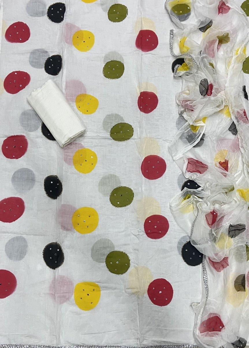 Fancy Pure Cotton Suit Set with Stone work - Yanchi