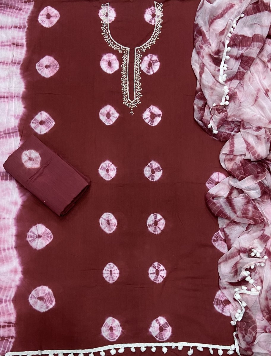 Fancy Pure Cotton Suit Set with Stone work - Yanchi