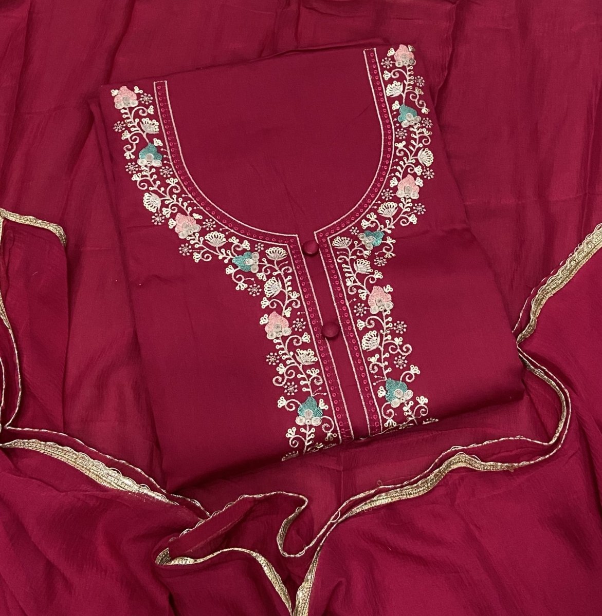 Fancy Pure Jaam suit set with Thread work ￼ - Yanchi
