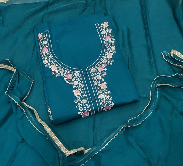 Fancy Pure Jaam suit set with Thread work ￼ - Yanchi