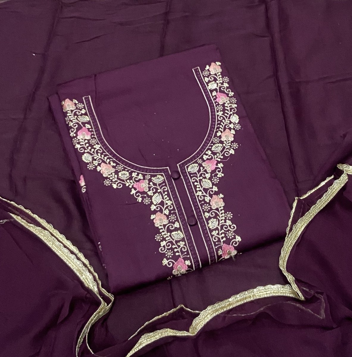 Fancy Pure Jaam suit set with Thread work ￼ - Yanchi