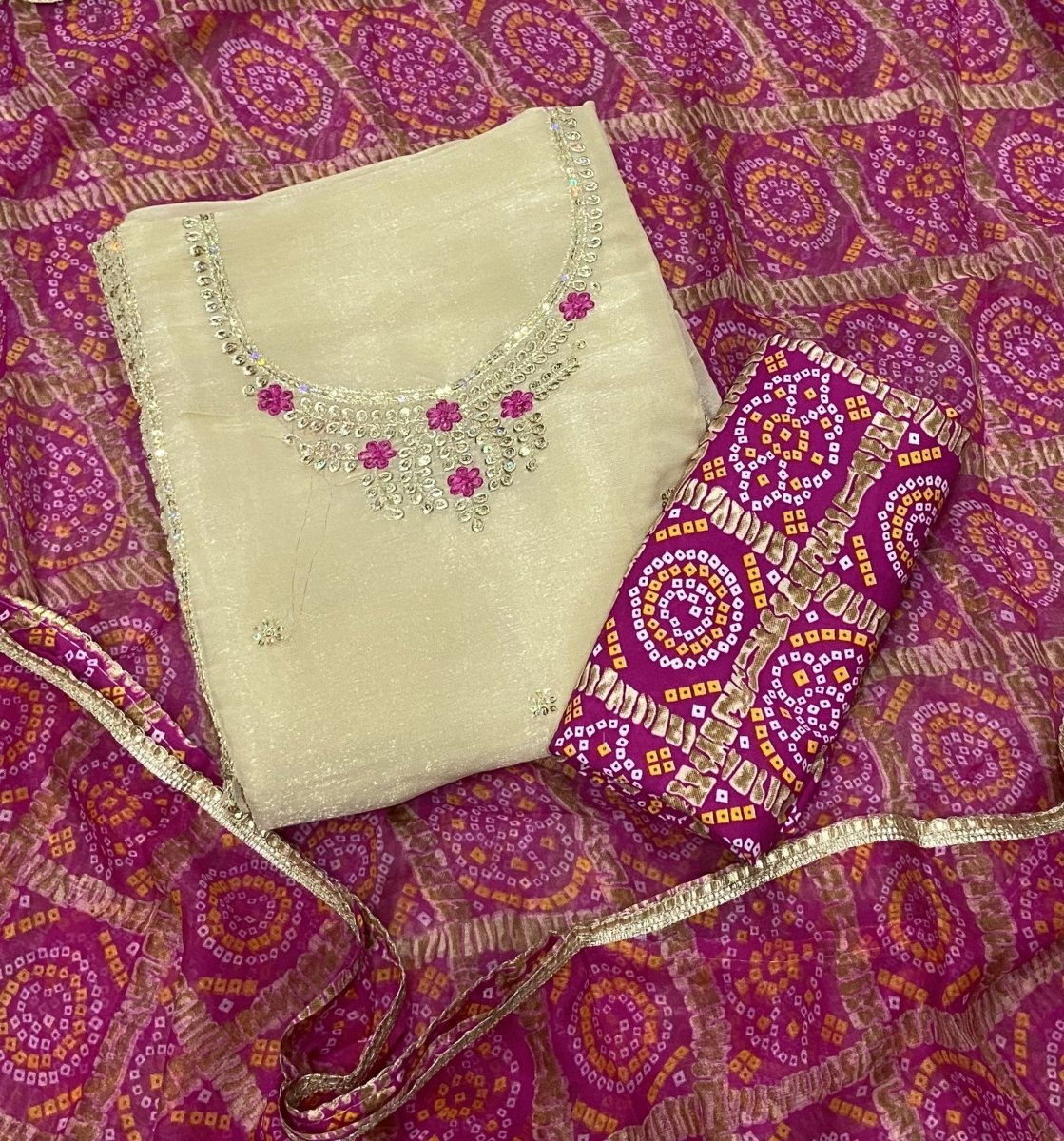 Fancy Shimmer Suit Set with Bits & Sequins Work - Yanchi