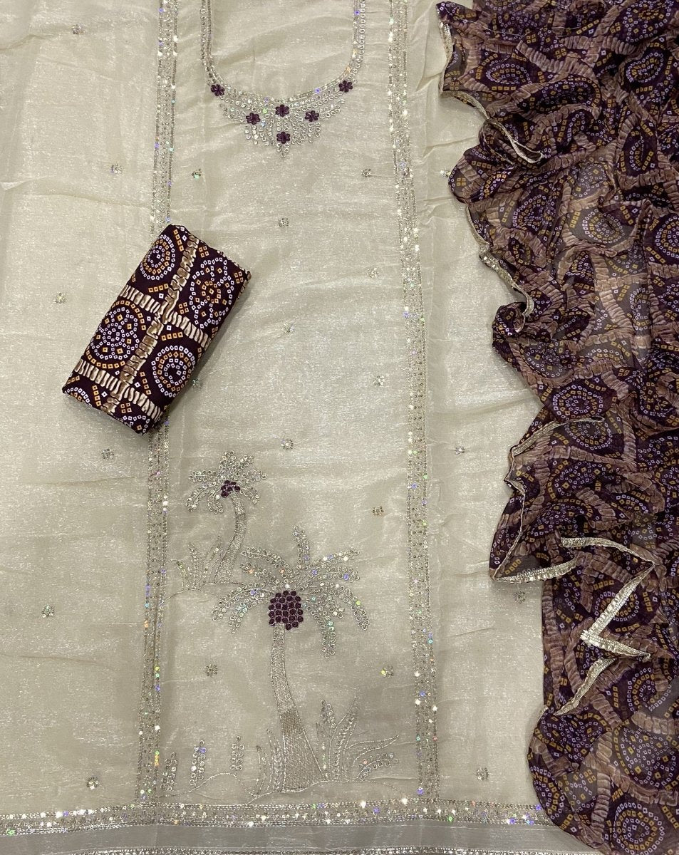 Fancy Shimmer Suit Set with Bits & Sequins Work - Yanchi
