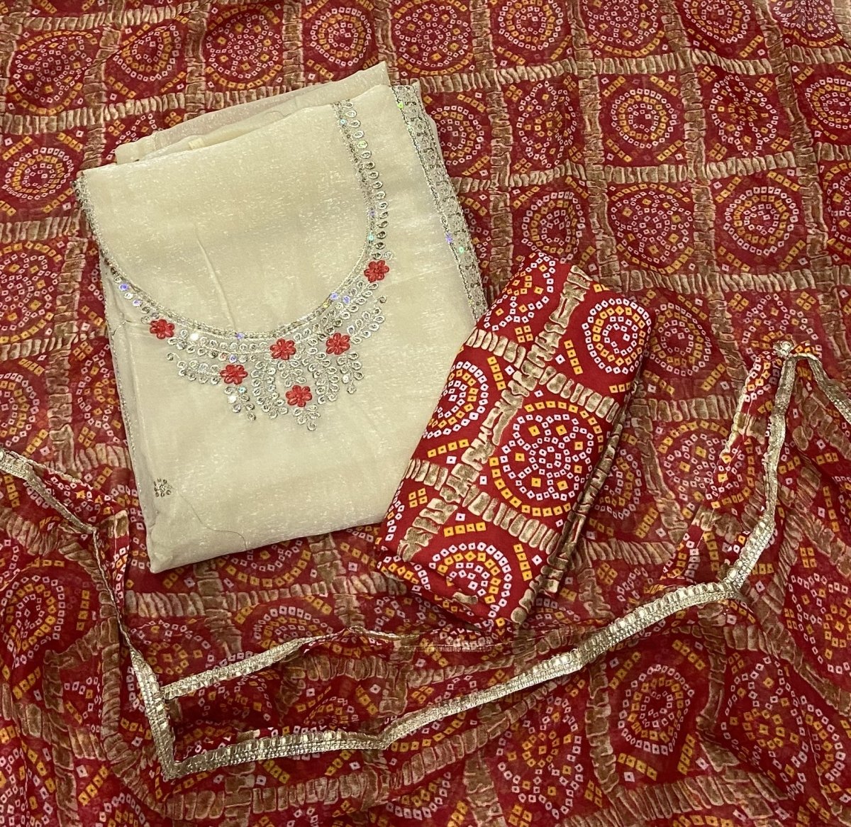 Fancy Shimmer Suit Set with Bits & Sequins Work - Yanchi